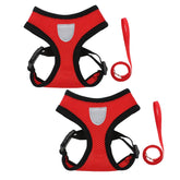 Kuber Industries Reflective Dog Harness with Adjustable Leash|Breathable Polyester Mesh Fabric with Top carry Handle|Large Size|HAT-818|Comfortable No-Pull Grip|Quick Release Buckles|Red (Pack of 3)